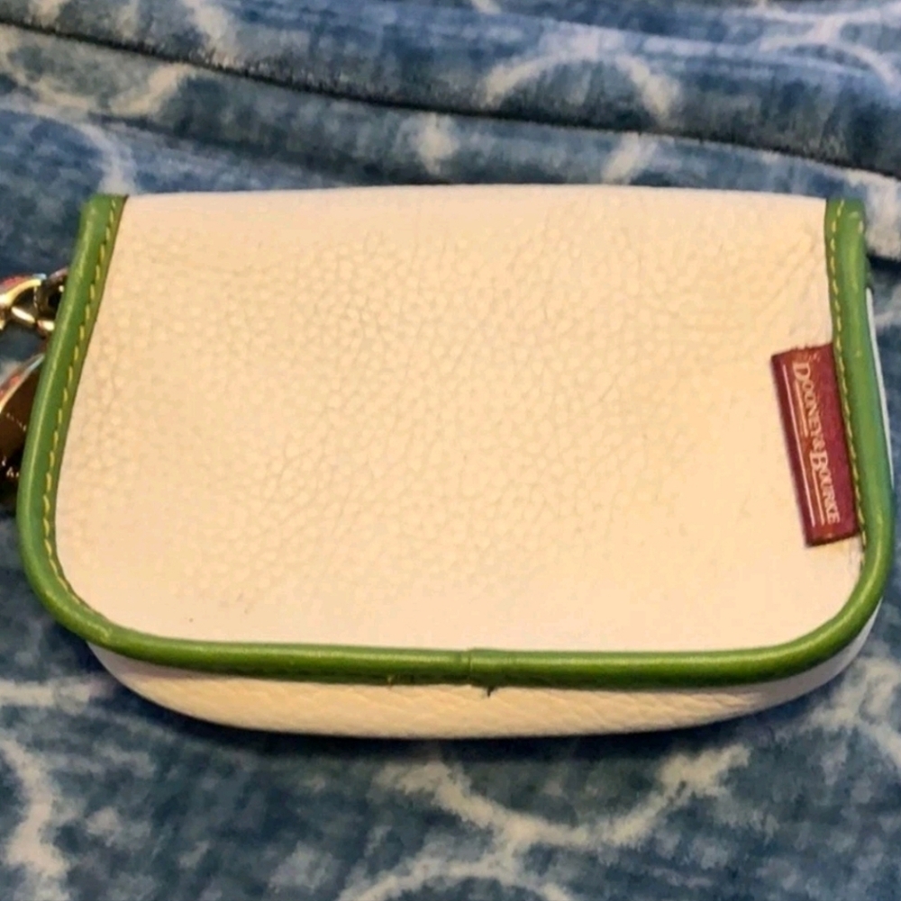 Dooney and Bourke Oncour Elba Flap Wristlet Ecru Pebble Leather with Olive Trim - Picture 10 of 10